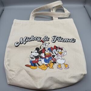 Mickey and Friends Tote Bag white with decal Goofy Donald Daisy Minnie